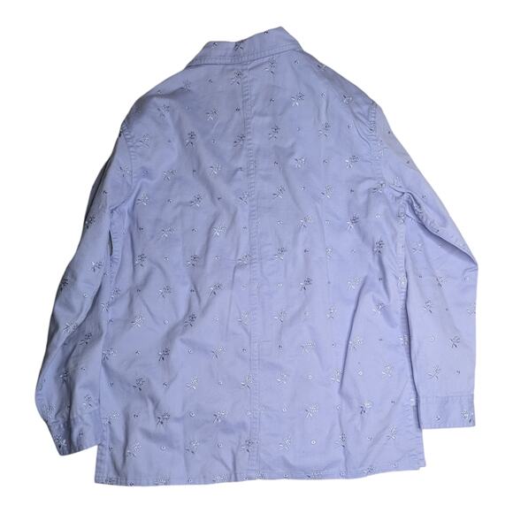 Vtg 1990s Denim & Co Periwinkle Blue Floral Eyelet Lace Button Up Shirt Jacket S - Picture 2 of 4